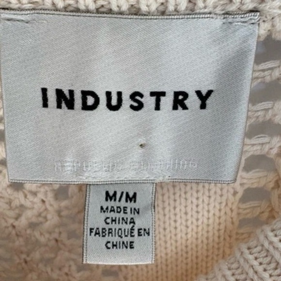 Industry Republic Clothing 100% Cotton Short Sleeve Pointelle Sweater Cream Med - Picture 7 of 8
